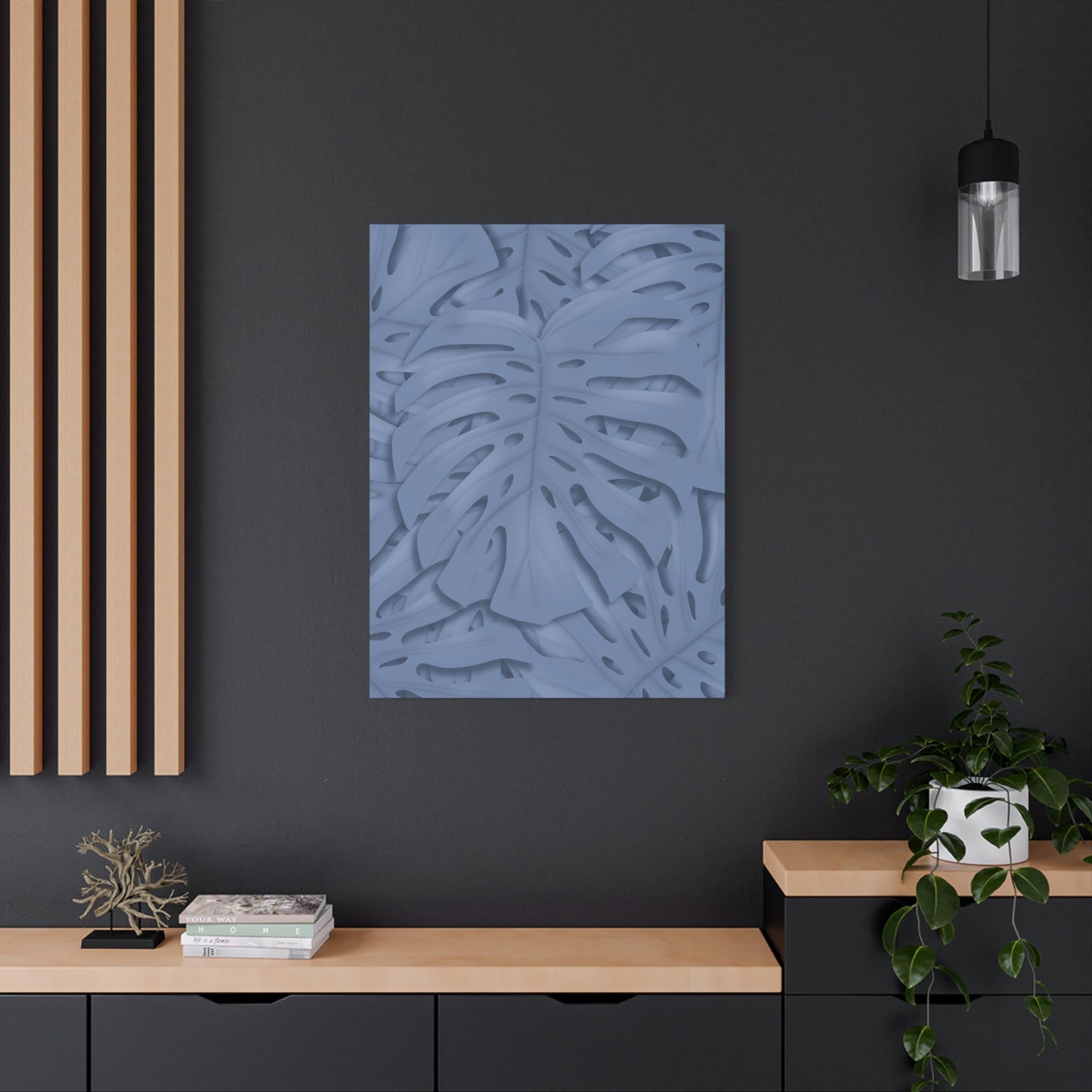 Blue Monstera Canvas Print – Botanical Wall Art