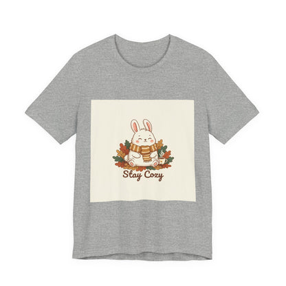 Stay Cozy Bunny T-Shirt | cute animal illustration, winter forest art