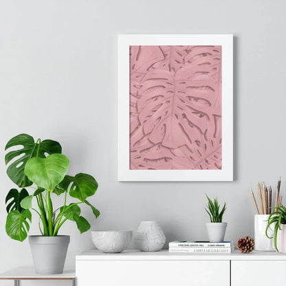 Soft Pink Monstera Framed Print – Botanical Wall Art