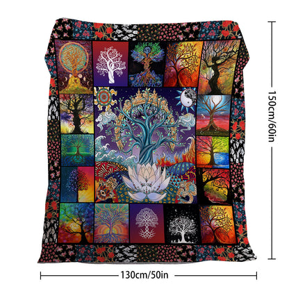 1 Pce Of Flannel With Various Lotus Tree Patterns, Soft And Fluffy, Multifunctional Outdoor Beach Camping, Living Room Sofa, Office Nap, Printed Blanket