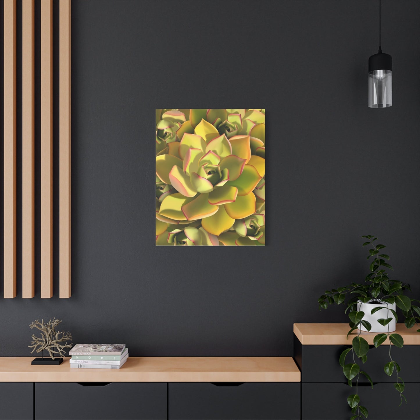 Noble Aeonium Succulent Pattern Canvas Print – Botanical Wall Art