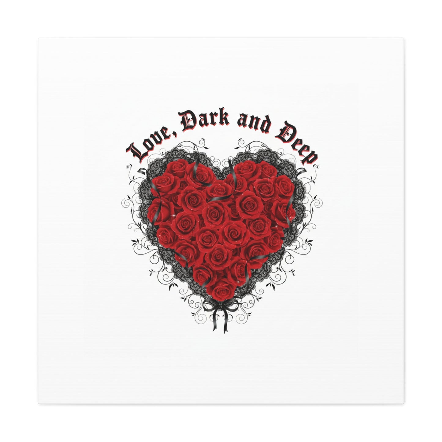 Love Dark and Deep Heart Canvas, Nu Romantic Gothic Romance, 80s Nostalgia