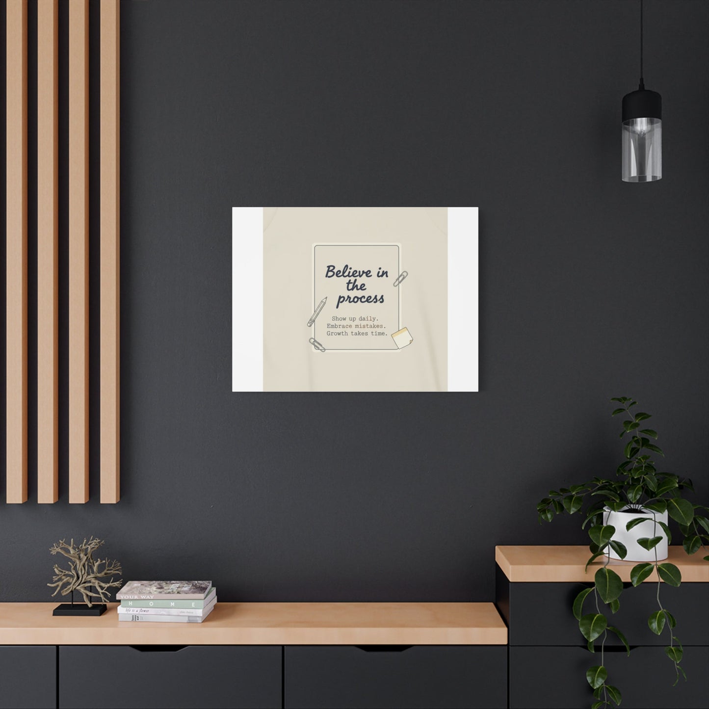 Believe in the Process Canvas | analogue note to self, handwritten reminder décor