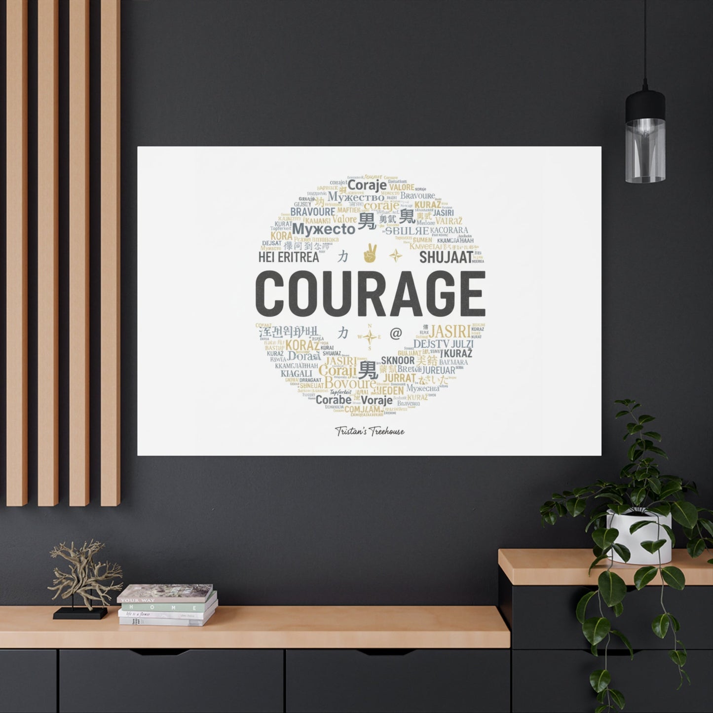 Courage Word Cloud Canvas | Fresh-Start Minimalism art print