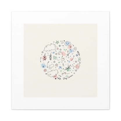 Doodle Circle Line Drawing Matte Canvas, Hand-Drawn Sketch Art