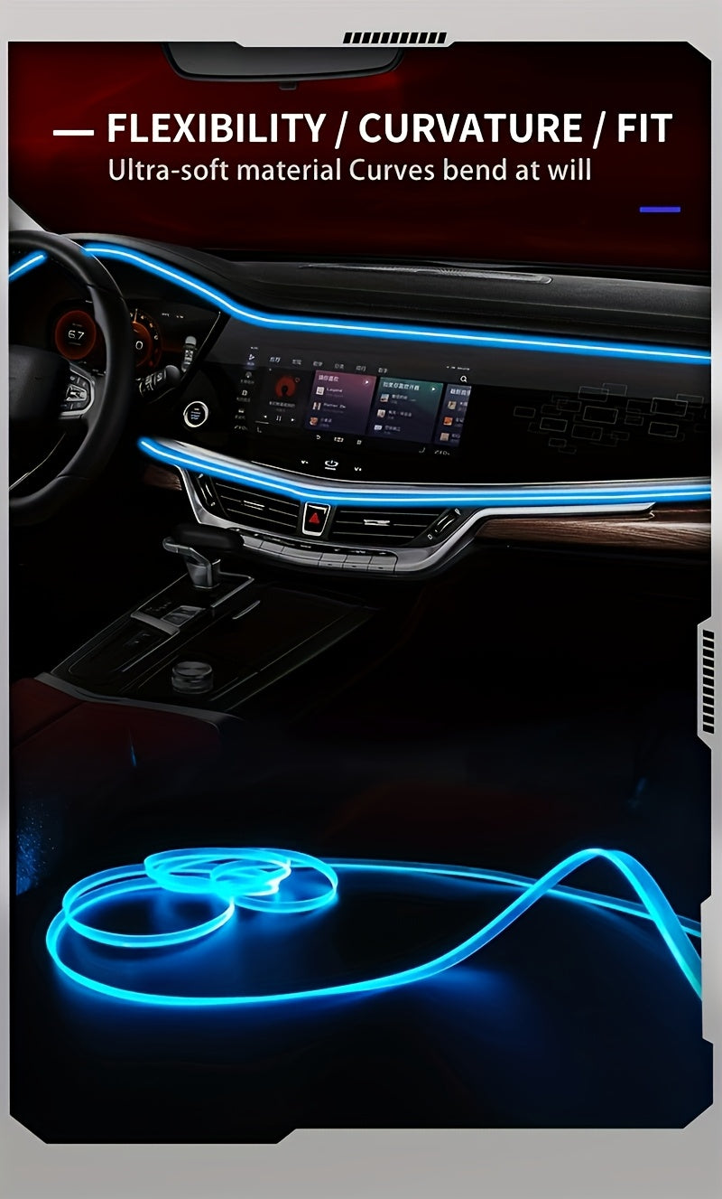 3m Interior Automotive Neon (center Console + Dashboard) with Matching Armrest Storage Box, RGB LED Light Strips for Environmental Application Control