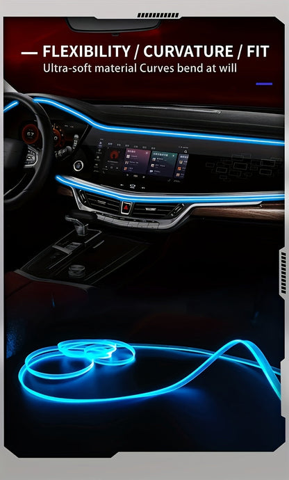 3m Interior Automotive Neon (center Console + Dashboard) with Matching Armrest Storage Box, RGB LED Light Strips for Environmental Application Control