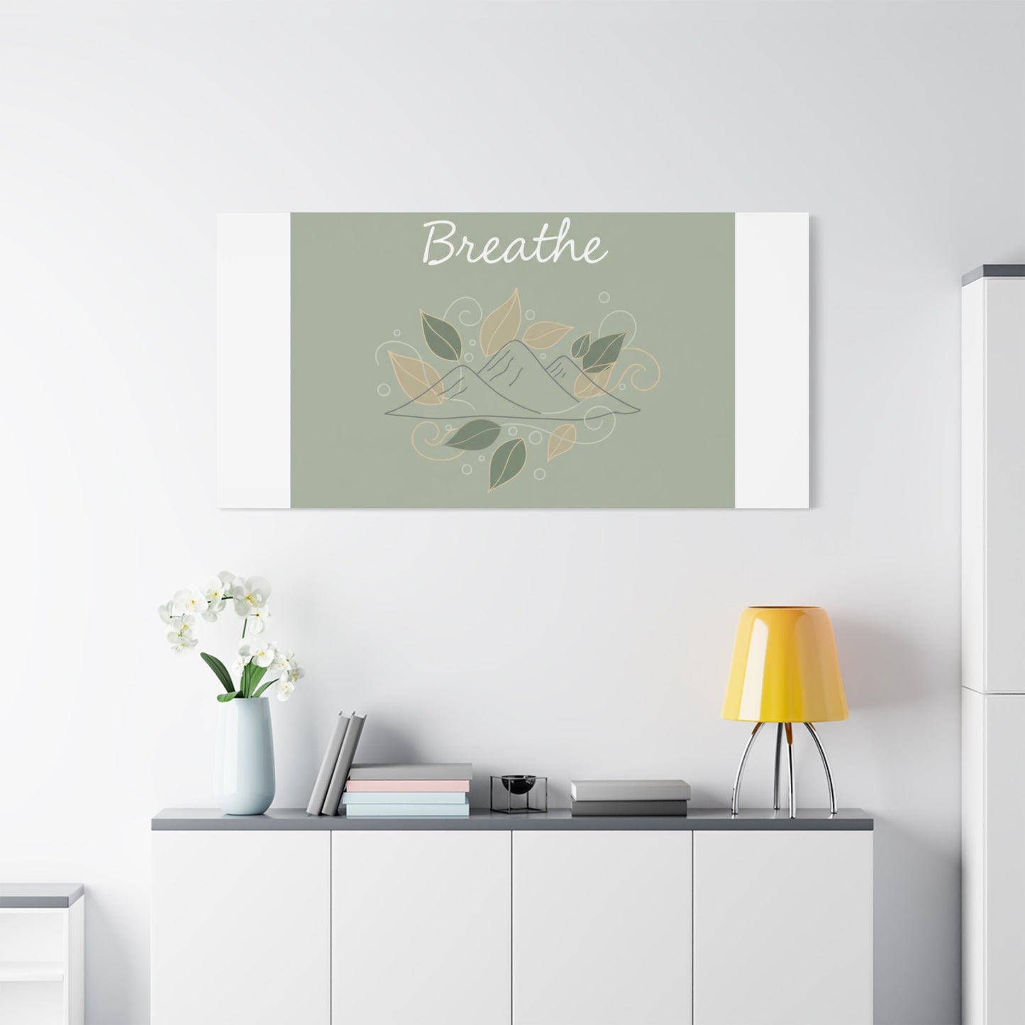 Breathe Mountain Line Canvas | Nature Symbols, Minimal Forest Wall Art