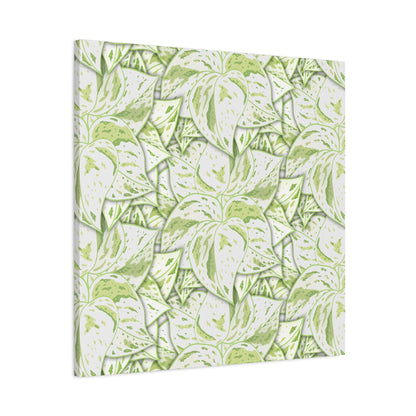 Snow Queen Pothos Pattern Canvas Print – Botanical Wall Art