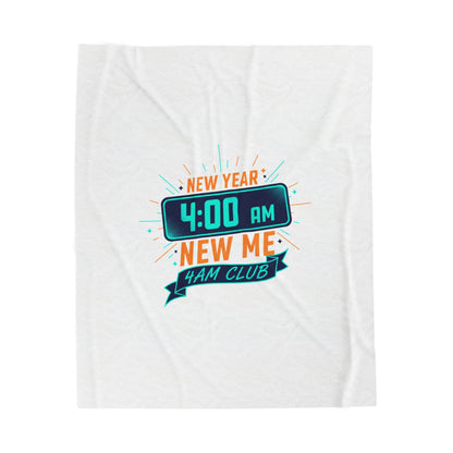 New Year 4:00 AM Club Velveteen Plush Blanket, holiday loungewear, festive novelty