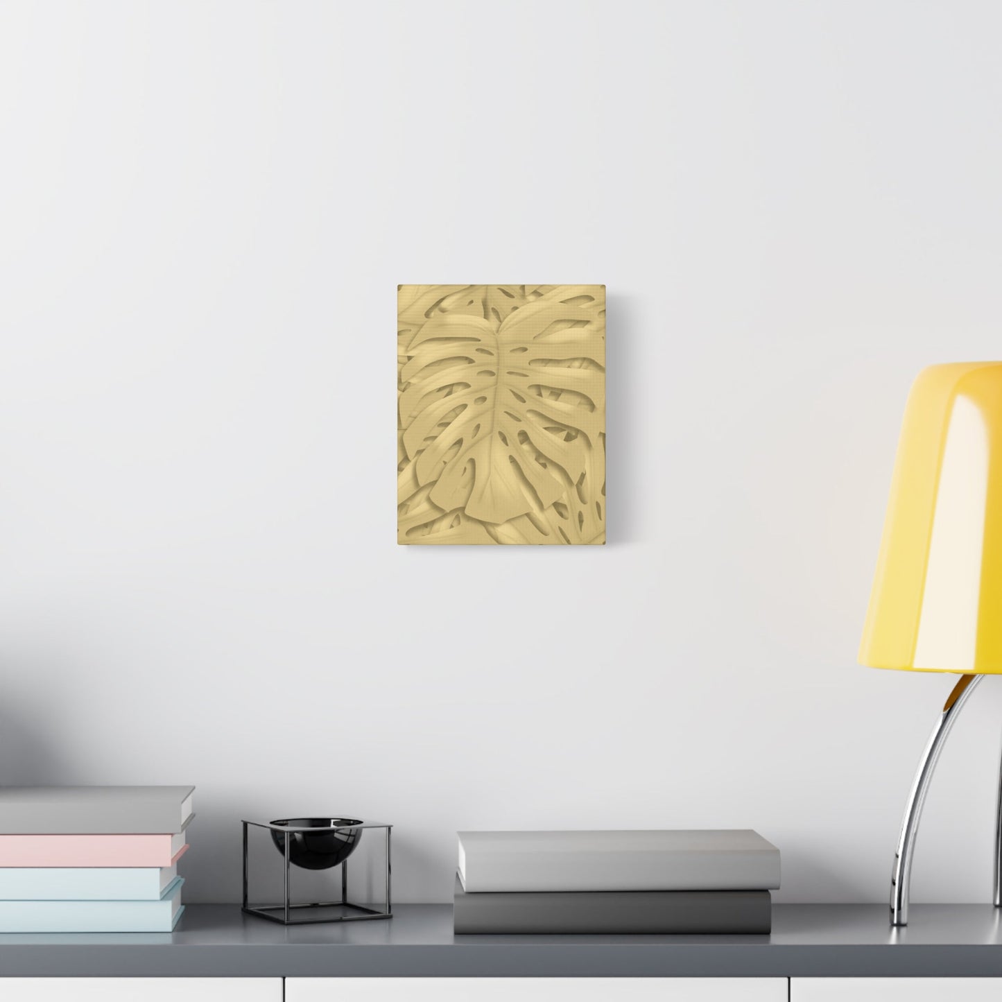 Golden Monstera Canvas Print – Botanical Wall Art