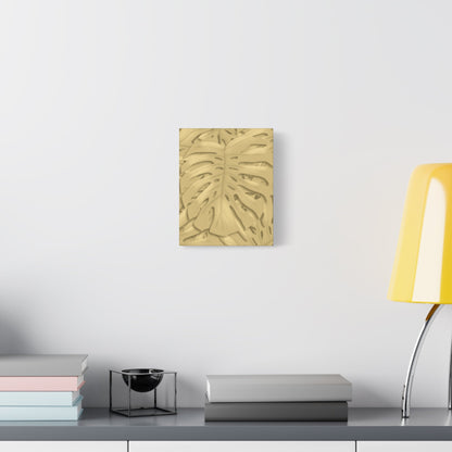 Golden Monstera Canvas Print – Botanical Wall Art