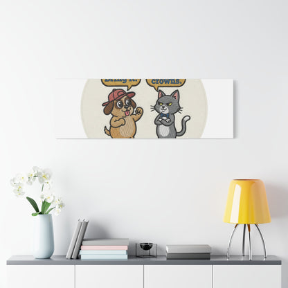Funny Cat vs Dog Canvas | Pet Rivalry Wall Art