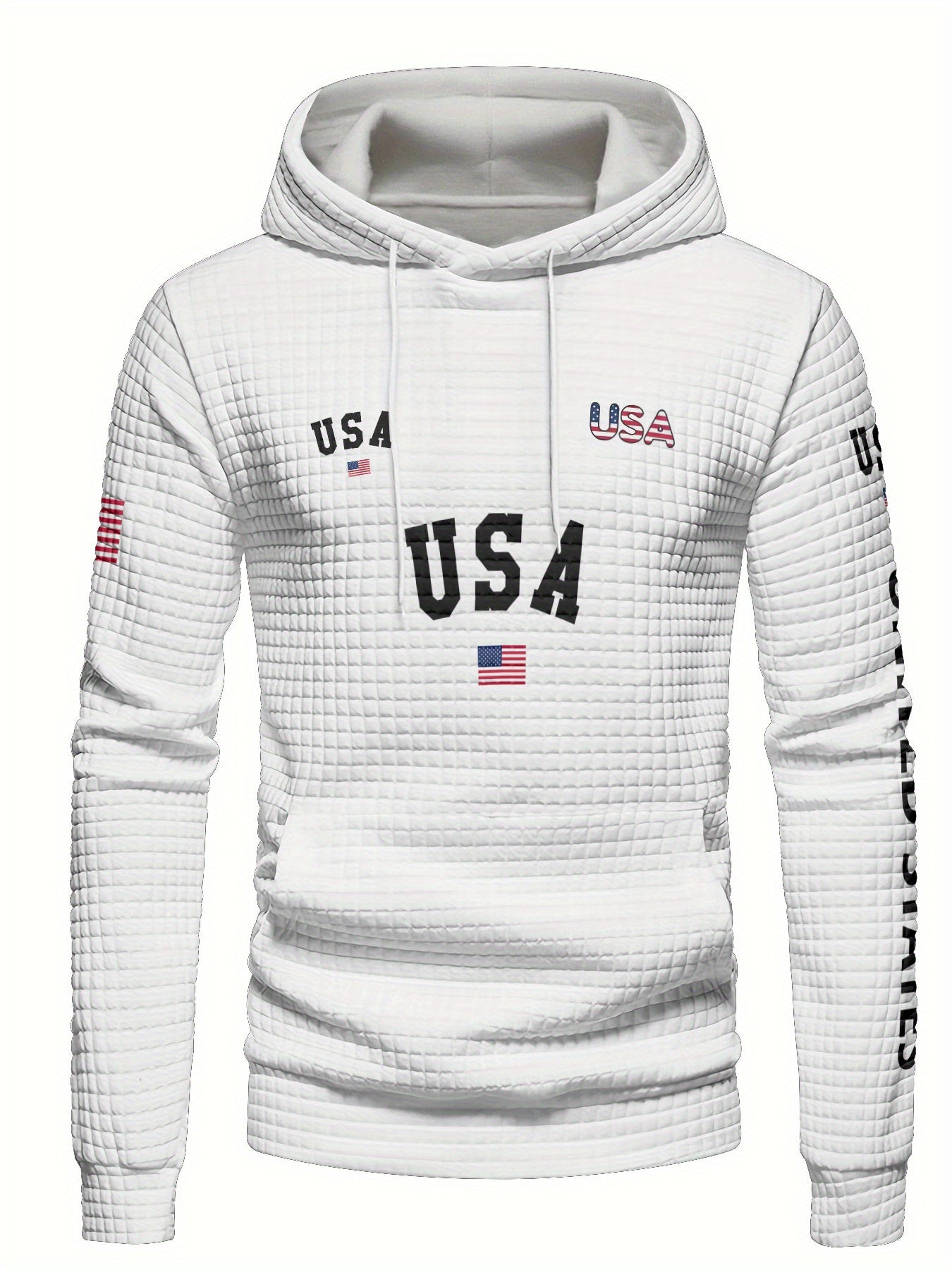 Autumn Winter Full Print Hoodie Patriotic American Flag Design