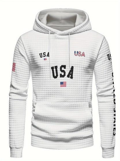 Autumn Winter Full Print Hoodie Patriotic American Flag Design