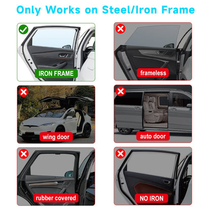 [Magnetic Car Window Shades] 2-Layer Magnetic Car Window Shades - Mesh & Blackout Fabric, Tassel Design for Side/Back Windows - Block UV Rays Privacy Curtain