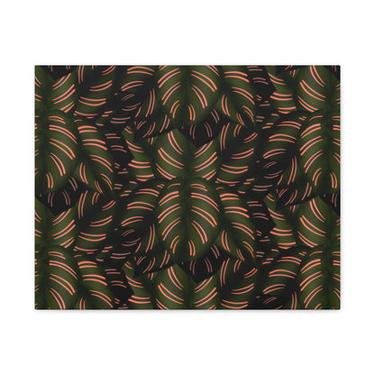 Calathea Pinstripe Pattern Canvas Print – Botanical Wall Art