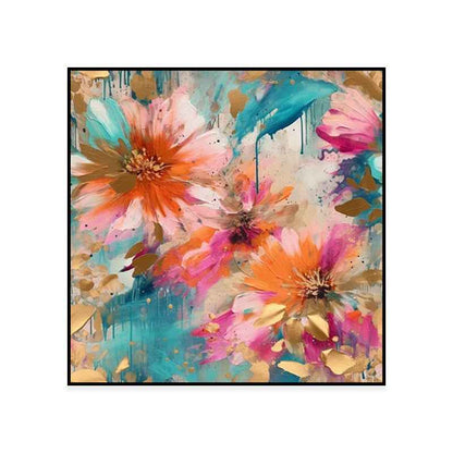 Handmade Oil Painting Canvas Wall Art Decoration Modern Peony Flower Abstract Square Home Dining Room Bedroom Decor Rolled Frameless Unstretched Painting