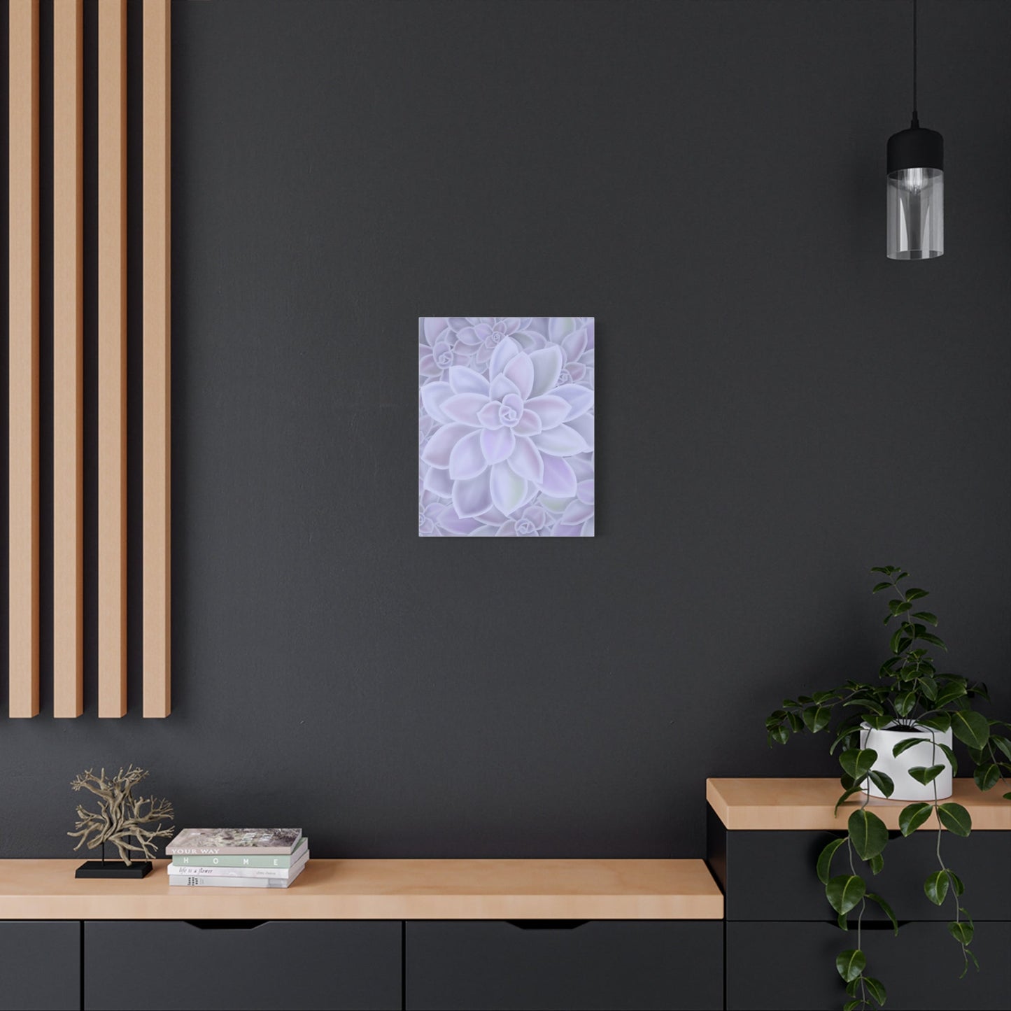 Graptopetalum Murasaki Succulent Pattern Canvas Print – Botanical Wall Art