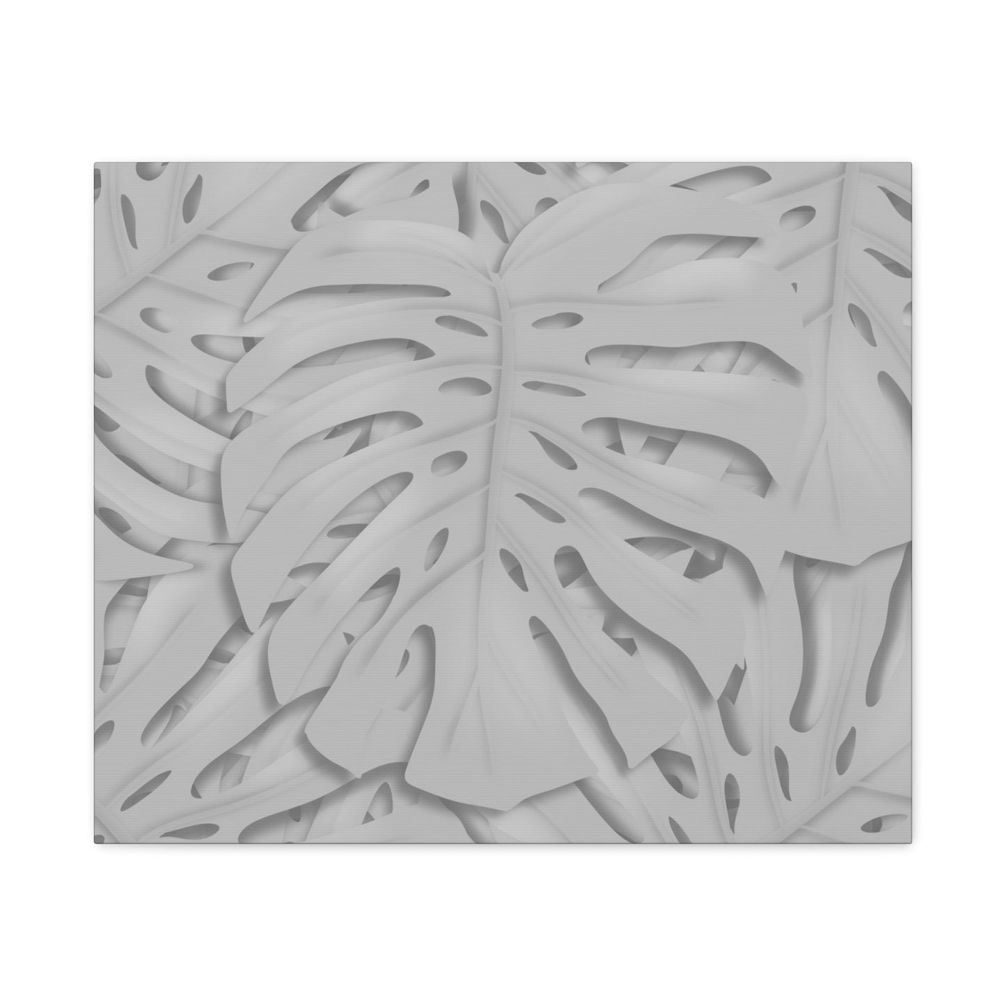 Soft Grey Monstera Canvas Print – Botanical Wall Art