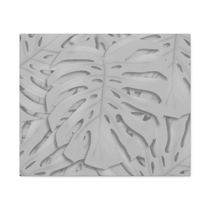 Soft Grey Monstera Canvas Print – Botanical Wall Art