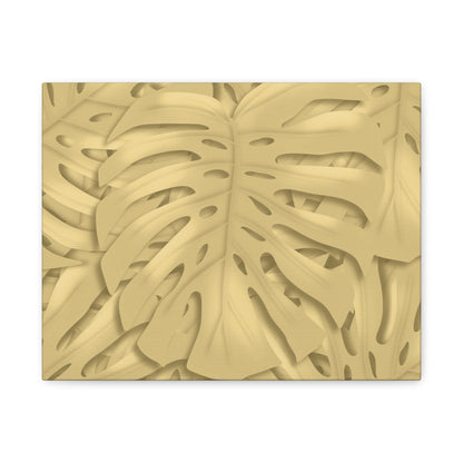 Golden Monstera Canvas Print – Botanical Wall Art