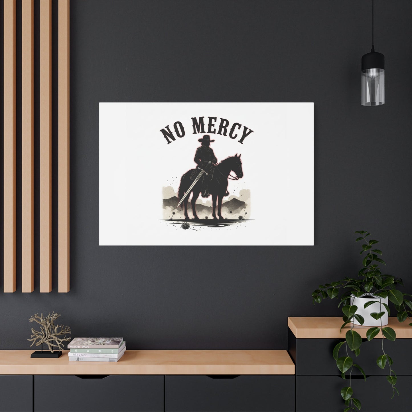 No Mercy Cowboy Skull Canvas | western skull art, gothic Americana