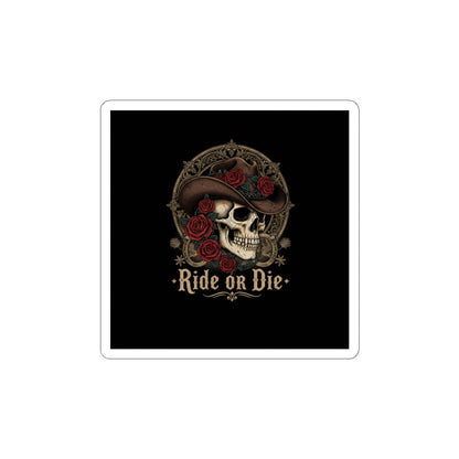 Western skull art Kiss-Cut Sticker | gothic Americana, desert noir