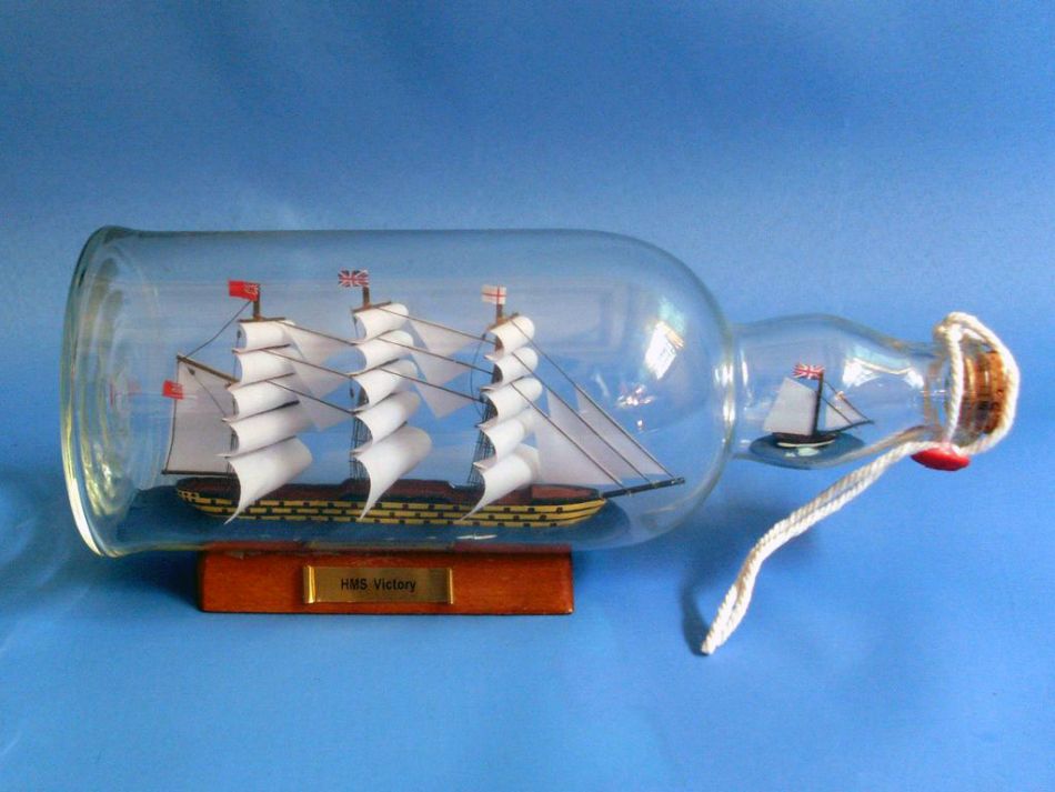 HMS Victory Model Ship in a Glass Bottle 11""