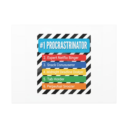 #1 Procrastinator Canvas, Rank-Style List Poster | Top-List Ranking Obsession