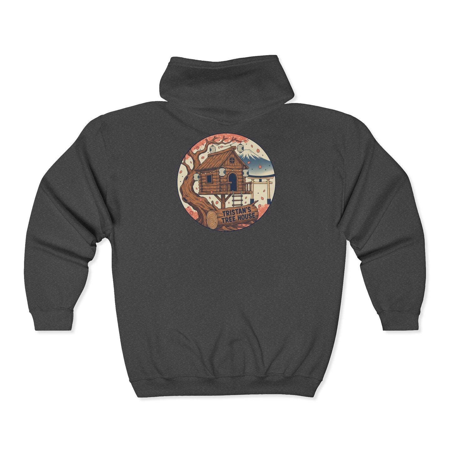 Love Vibes Zip Hoodie —Tristan’s Treehouse  Rustic Lakeside Circle Illustration