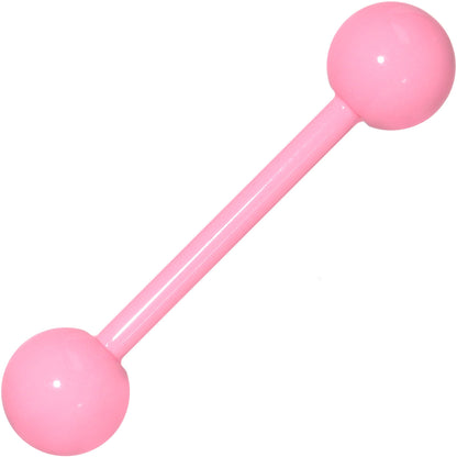 14G 5/8 Pink Acrylic Over Steel Tongue Ring