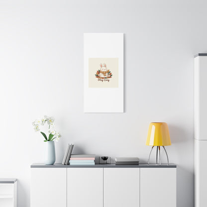 Cozy Bunny Illustration Canvas | Cute Critter Winter Forest Art
