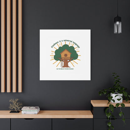 Kindness Is a Universal Language Canvas | Eco Humor, Treehouse Art