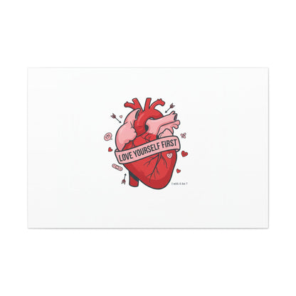 Love Yourself First Canvas, Hearts-with-a-Twist, Anti-Valentine Art
