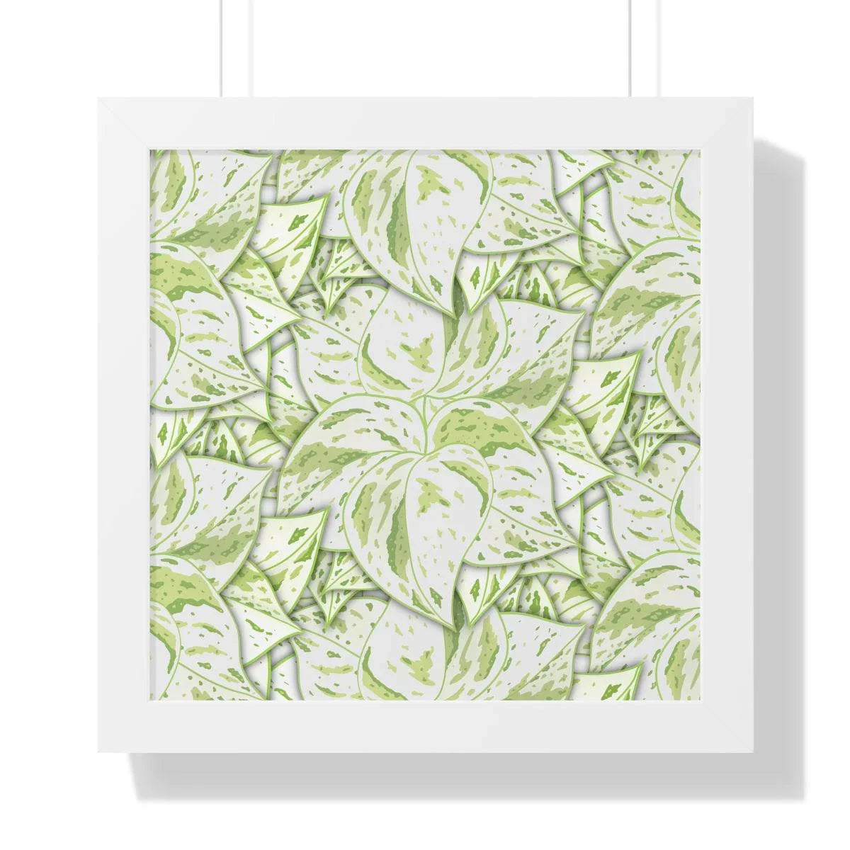 Snow Queen Pothos Pattern Framed Print – Botanical Wall Art