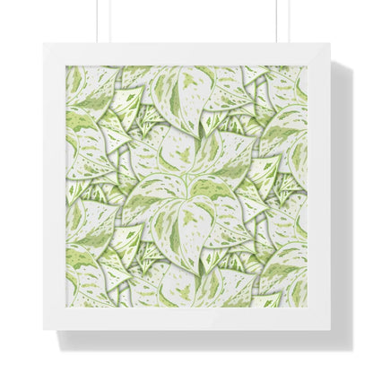 Snow Queen Pothos Pattern Framed Print – Botanical Wall Art
