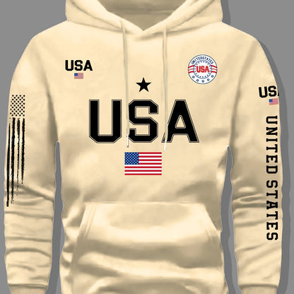 Fleece Hoodie Featuring a USA Flag Design