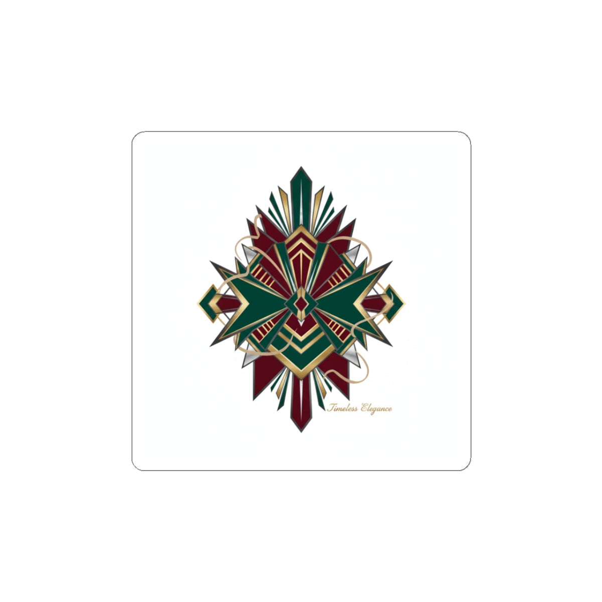 Art Deco Geometric Fan Kiss-Cut Stickers | Metallic Brass Chrome Motif