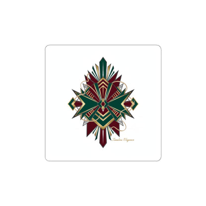 Art Deco Geometric Fan Kiss-Cut Stickers | Metallic Brass Chrome Motif