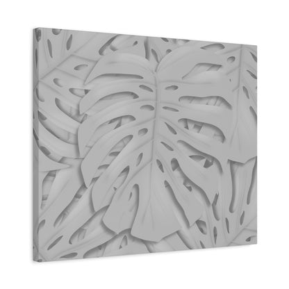 Soft Grey Monstera Canvas Print – Botanical Wall Art