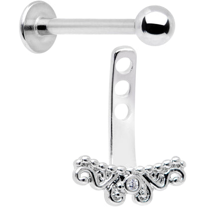 Clear Gem Victorian Swirl Dangle Cartilage Tragus Helix Piercing