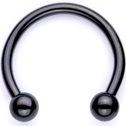16G 3/8 Teal Faux Opal Black Anodized Horseshoe Closure Ring Set