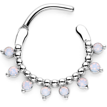 16G 3/8 White Faux Opal Twisted Hoseshoe and Clicker Set of 3