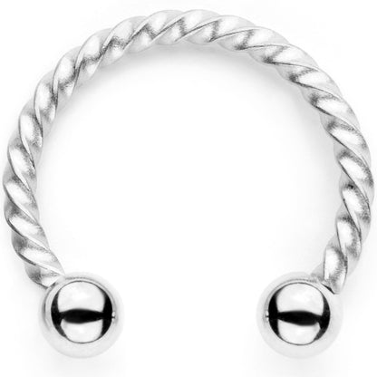 16G White Faux Opal Twisted Horseshoe Clip On Fake Septum Ring Set