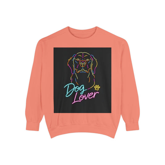 Dog Lover Sweatshirt — Neon Puppy Graphic Crewneck