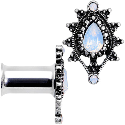 White Faux Opal Filigree Framed Double Flare Plug Set 6mm  to 12mm