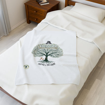 Handwritten Tree Doodle Velveteen Plush Blanket | sketch aesthetic, cozy handwritten message