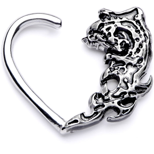 16G 3/8 Tribal Wave Left Heart Closure Ring
