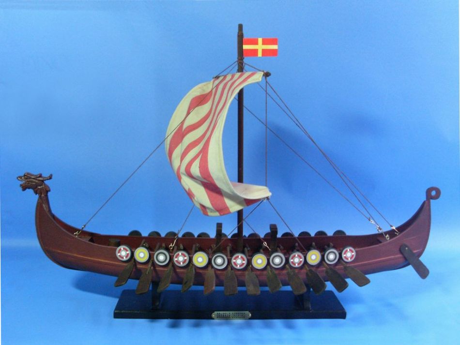 Wooden Viking Drakkar Model Boat 24""
